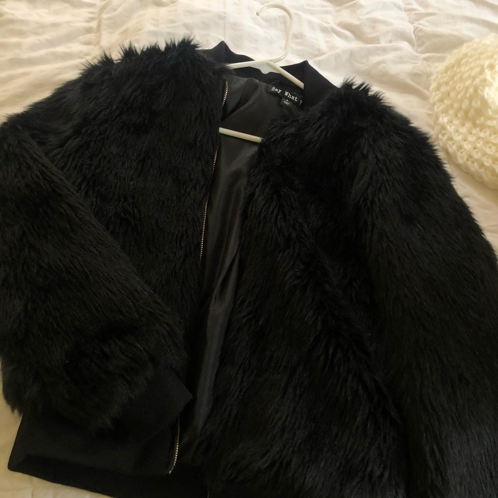 Faux fur zip up jacket